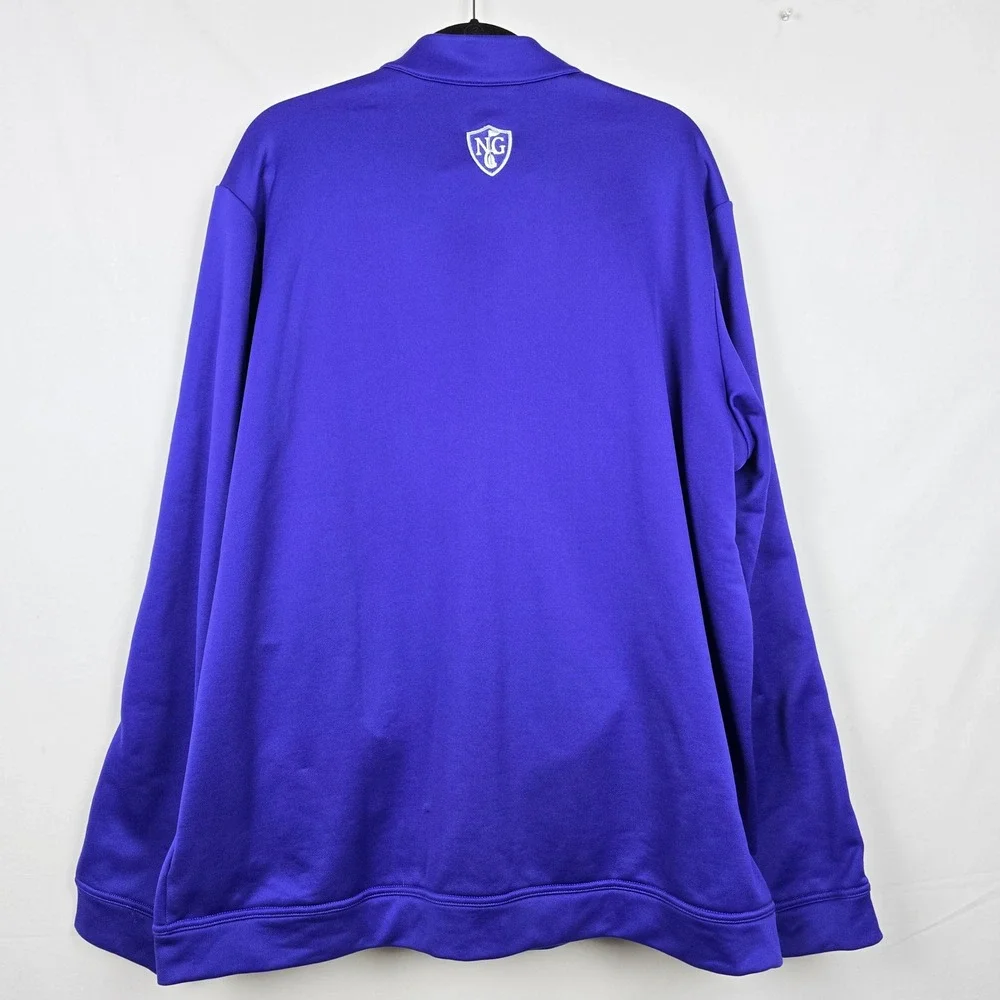 Adidas Golf Climalite Mens 2XL Purple Striped Full Zip‎ Pullover Jacket NG Logo